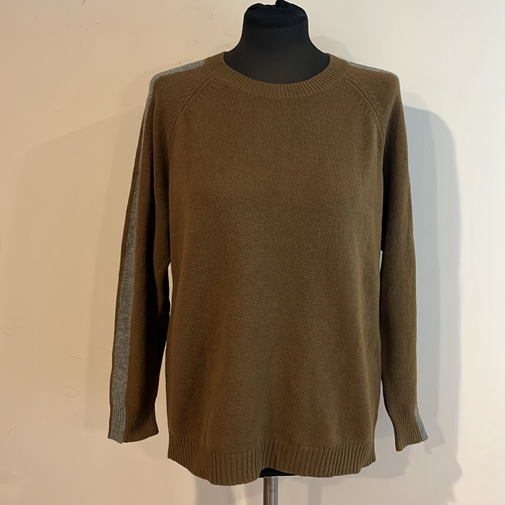 Madewell women’s 100% Merino wool scoop-neck sweater overside green/grey sizeXS‎ - Picture 6 of 16
